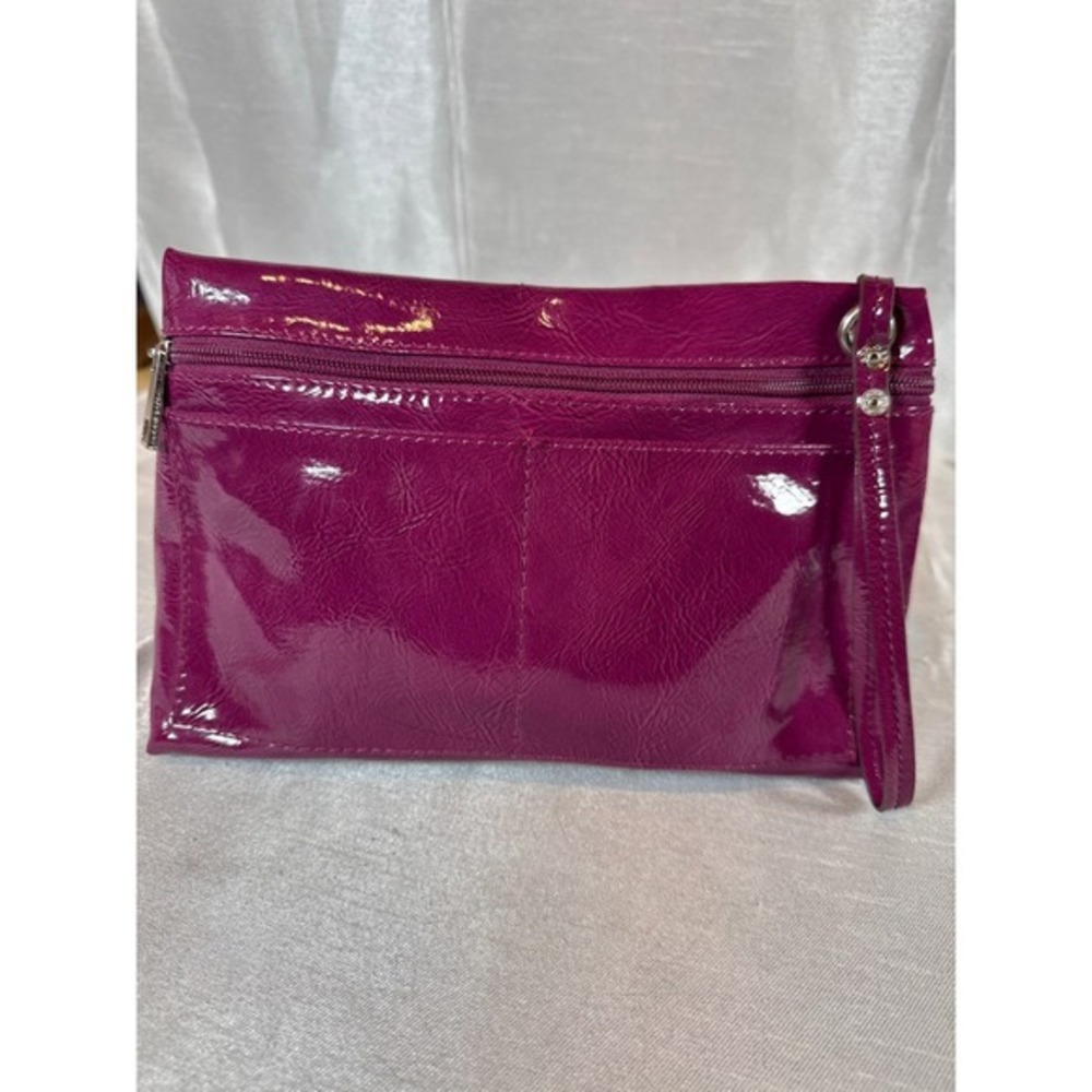 Liz Claiborne‎ Purple Patent Leather Wristlet Clutch Bag Zip Pockets